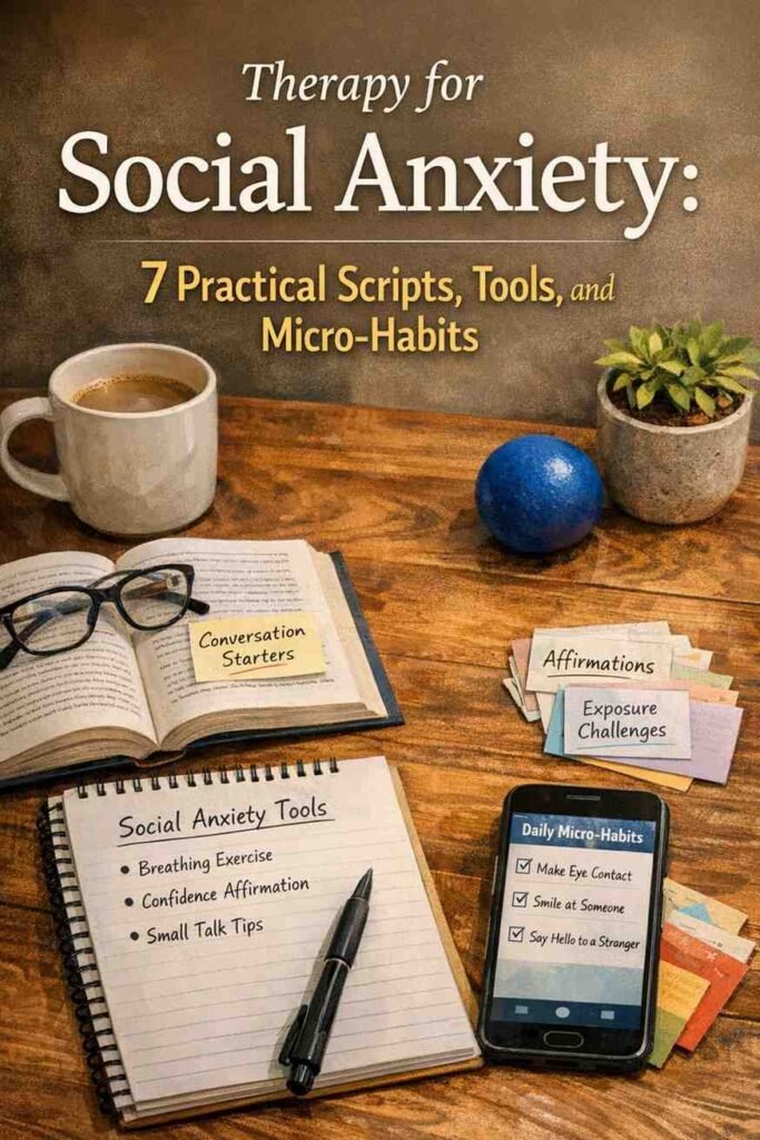 Therapy for Social Anxiety: 7 Practical Scripts, Tools, and Micro-Habits